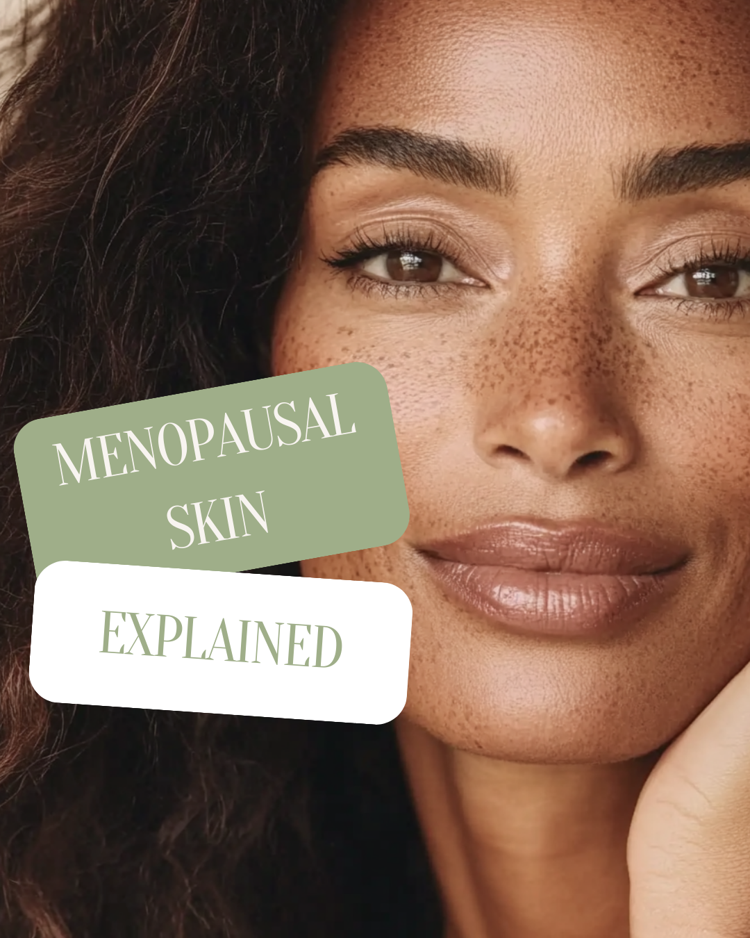 Close-up portrait of a woman representing menopausal skin changes including dryness and sensitivity